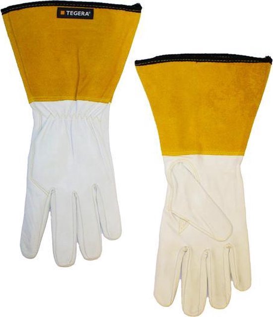 Hochwertiger Tegera 118A Schweißerhandschuh – Weiß/Braun, Ziegenleder – Größe 9/L