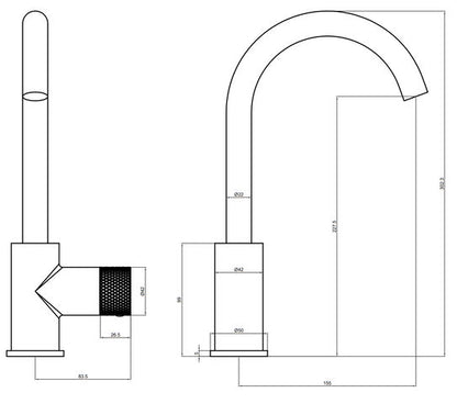 Blue Label Brøndby Hochwaschtischarmatur – Chrom | C-Auslauf | Neu