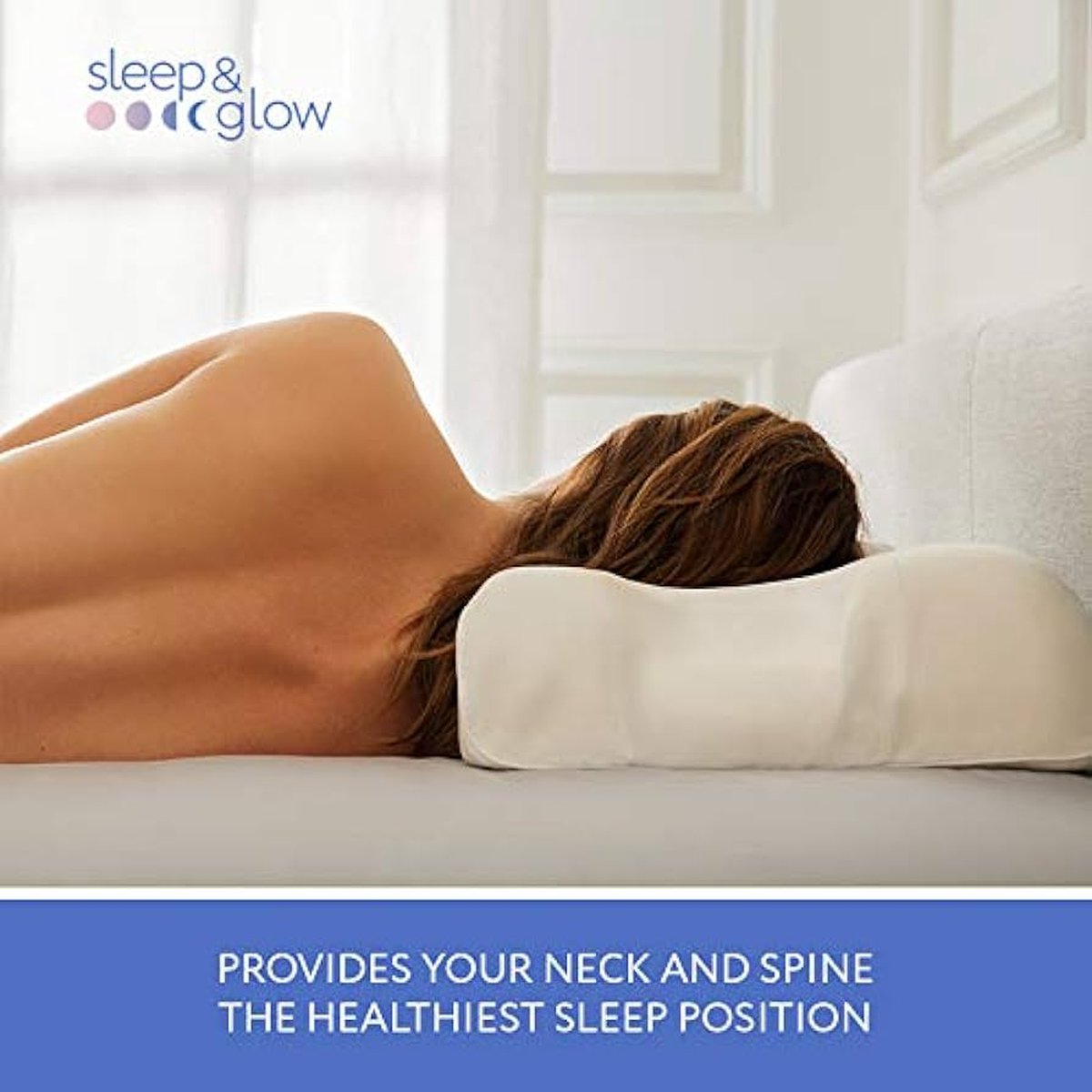Sleep&amp;Glow Aula Kissen – Für Rückenschläfer | Anti-Aging-Schlafkissen | Neu