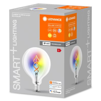 Ledvance Smart+ WiFi E27 Globe Classic Filament 4,5W – RGBW &amp; Very Warm White (827)
