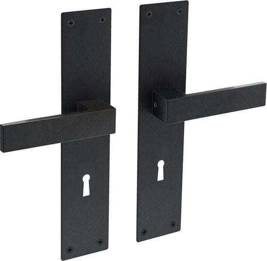 Deurkrukset Amsterdam - Mat Zwart met Sleutelgat (72mm)