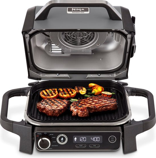 Ninja Woodfire 7-in-1 Elektrische BBQ Grill & Smoker - Perfect voor Tafel en Balkon