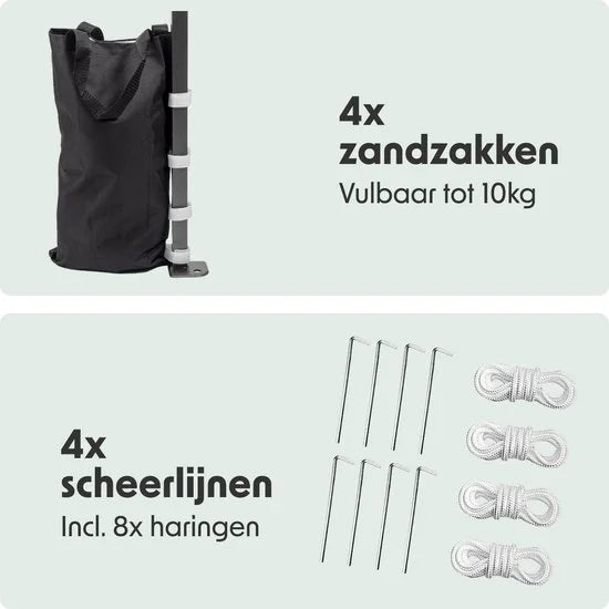 lifegoods partytent 3x4,5m met zijwanden metallic grijs