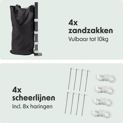 lifegoods partytent 3x4,5m met zijwanden metallic grijs