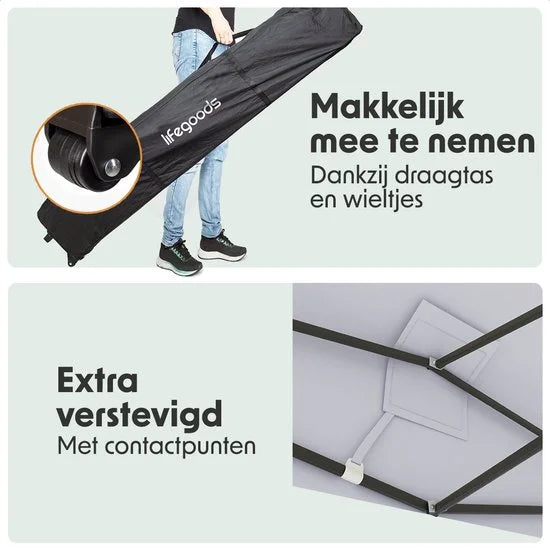 lifegoods partytent 3x4,5m met zijwanden metallic grijs