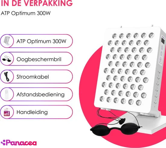 Panacea ATP Optimum 300 LED Rood en Infrarood Lamp Anti Age Collageen - Spieren en Gewrichten - Lichttherapie - Stress & Vermoeidheid