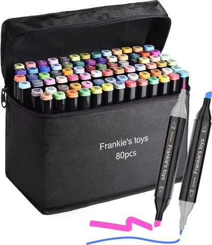 Twinmarkers 80 Stuks - Professionele Alcohol Markers - Stiften - Markeerstiften - Dubbelzijdige Tip - Fine And Chisel- Frankie's Toys