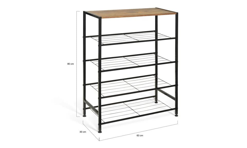 Metalenschoenenrek 12 paar  (L) 63 x (B) 30 x (H) 80 cm