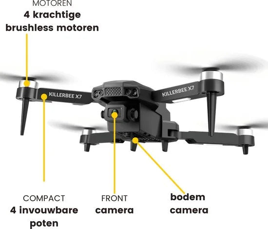 Killerbee X7 Raptor - Drone met dubbele camera - geschikt voor kinderen en volwassenen - 4 accu's