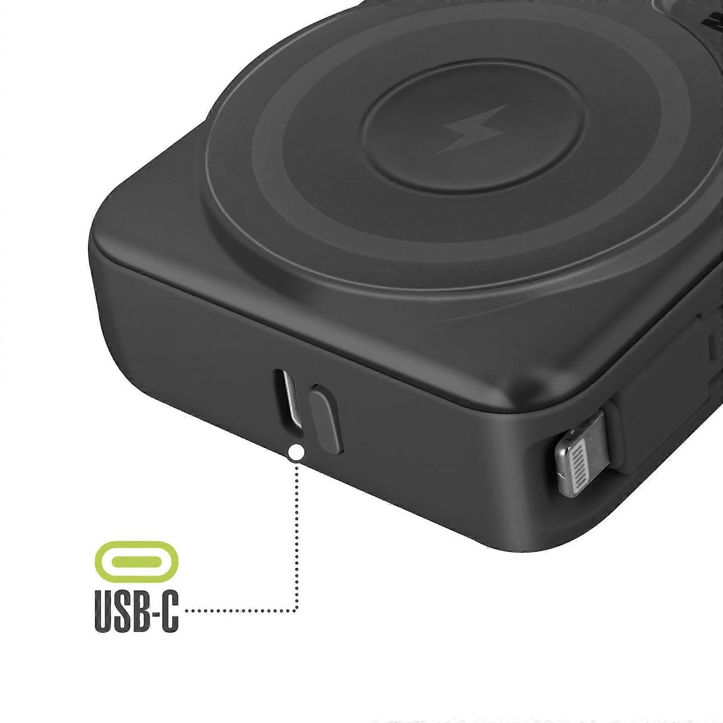 MagSafe Externe Oplader 10000mAh iPhone Lightning en USB C Kabel, Zwart