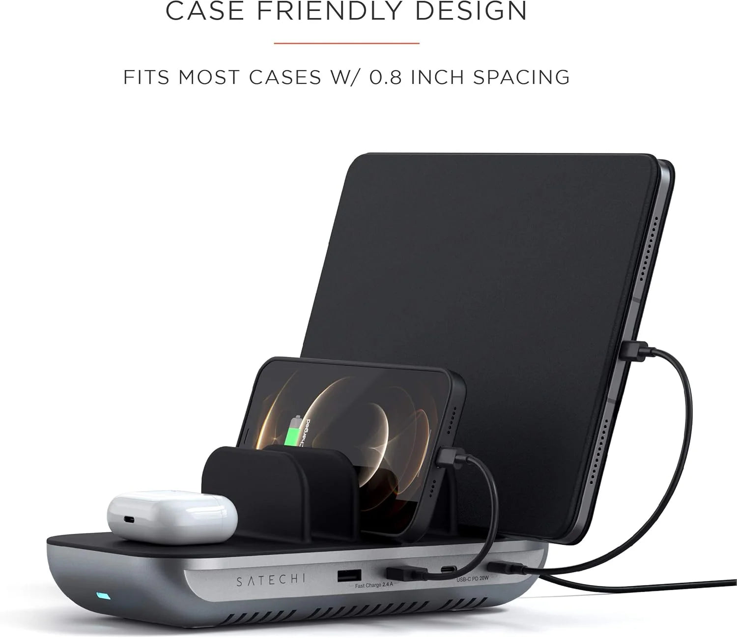 SATECHI Dock 5 oplaadstation voor meerdere apparaten met draadloos opladen  ST-WCS5PM-EU