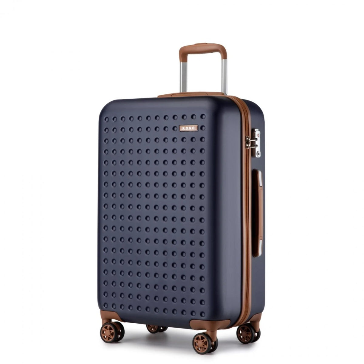Kono KSK2486 - stijlvolle ABS+PC 28 inch Polka Dot harde koffer met TSA-slot - marineblauw en bruin