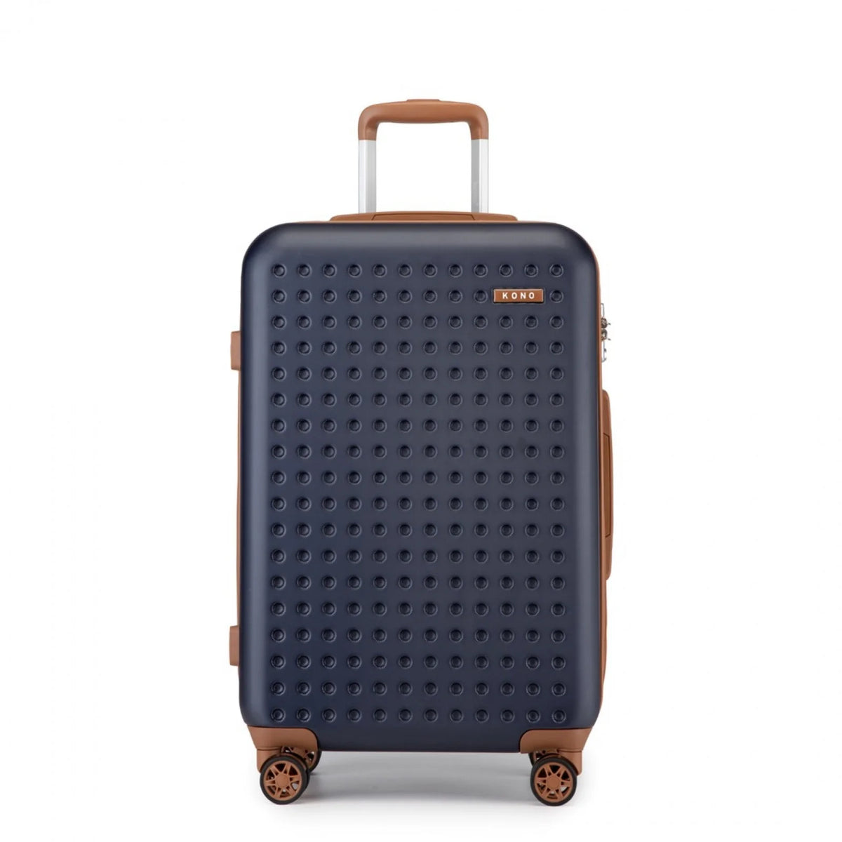 Kono KSK2486 - stijlvolle ABS+PC 28 inch Polka Dot harde koffer met TSA-slot - marineblauw en bruin