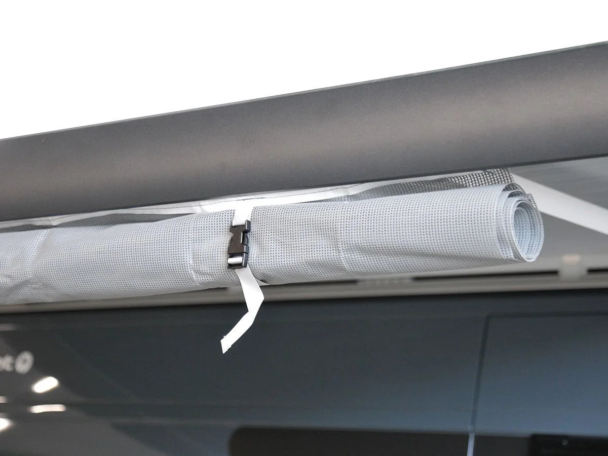 schaduwdoek xl transparante voorwand 380x190cm mesh 230g/m3 incl, draagtas, haringen en scheerlijnen