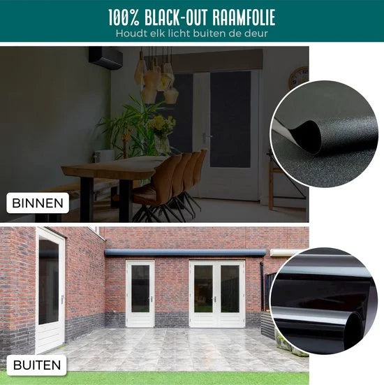 Homewell Verduisteringsdoek 90x300cm - Raamfolie Verduisterend - 100% Blackout - Anti Inkijk, Isolerend en Zonwerend - Herbruikbaar - Statisch – Zwart