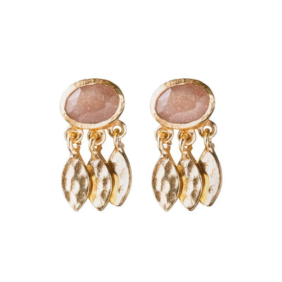 BEAUTIFUL STORY Náušnice Belief Peach Moonstone Gold