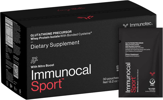 Immunocal Sport Whey Protein Isolate – Glutathione Precursor, BCAA Optimal Recovery + All Day Energy Support | Fat-Free, Sugar-Free, Lactose-Intolerant Friendly | 30 Servings