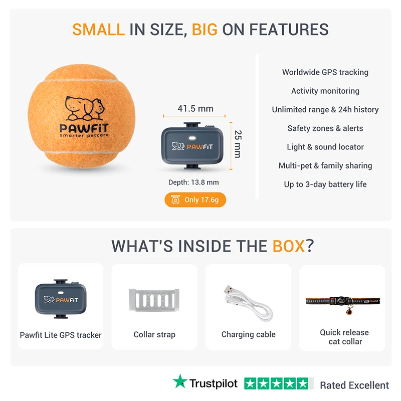 Pawfit Lite GPS tracker voor katten - abonnement verplicht