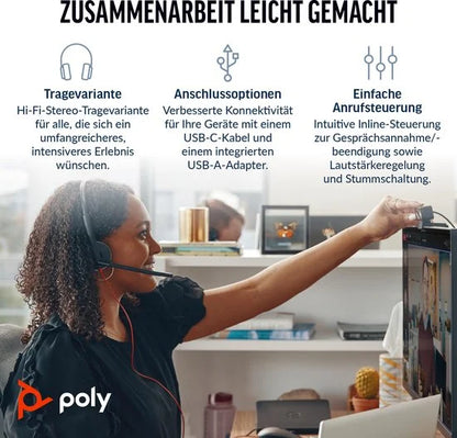 HP Poly Blackwire C3220 – Over-ear headset – Kabel – Stereo – Zwart zonder verpakking