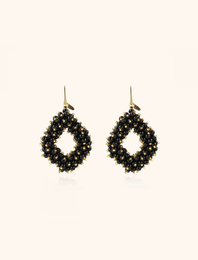 Holly black double stones glassberry ace L earrings