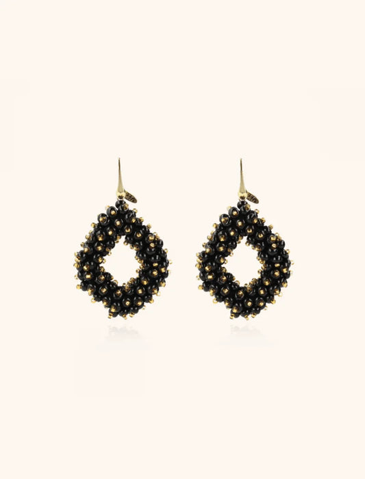 Holly black double stones glassberry ace L earrings