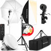 Softbox fotostudio set 50 x 70cm Inclusief flitsparaplu - LED studiolamp 4800 Lumen 3000-6000K - 2m verstelbaar statief