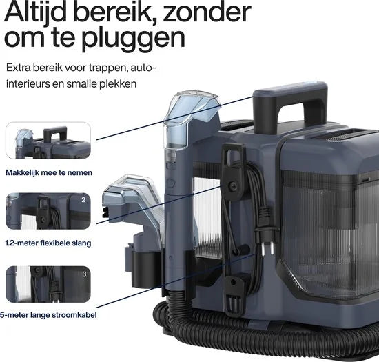Samako Tapijtreiniger V2 – Draagbare Vlekkenreiniger – Bankreiniger – Meubelreiniger – Zetelreiniger – Matrasreiniger – Reinigingsmachine