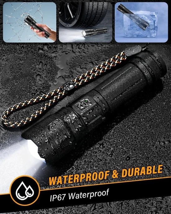 20.000 lumen hoge prestaties professionele XHM70.2 Led-zaklamp - oplaadbaar en waterdicht Militaire Zaklamp
