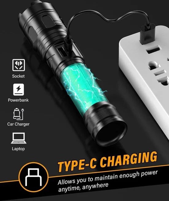 20.000 lumen hoge prestaties professionele XHM70.2 Led-zaklamp - oplaadbaar en waterdicht Militaire Zaklamp