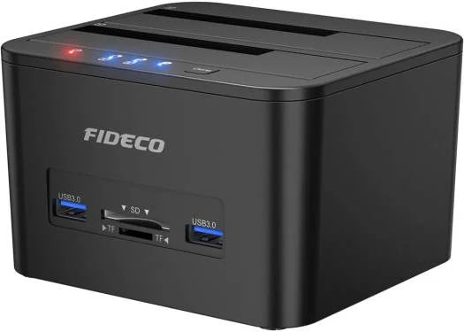 Fideco Hard Drive Docking Station, USB 3.0 Dual-Bay, 2 10TB,