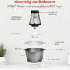 KitchenBrothers Hakmolen - 300W - 1,8 L - RVS Kom - Food Chopper - Hakmolen Elektrisch - 2 Snelheden - RVS