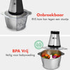 KitchenBrothers Hakmolen - 300W - 1,8 L - RVS Kom - Food Chopper - Hakmolen Elektrisch - 2 Snelheden - RVS