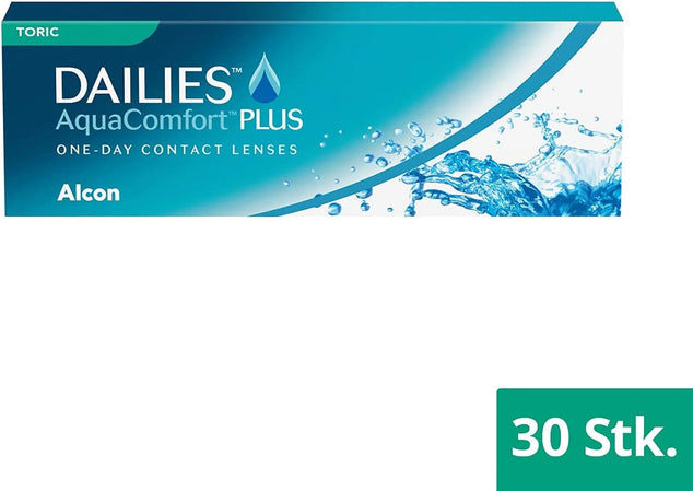 Dailies Aquacomfort Plus Toric Daily Soft Lenzen, 30 stuks, BC 8.8 mm, Slide 14,4 mm, CYL -0.75, Axis 80, -3.25 Dioptrie