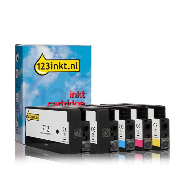 123inkt huismerk vervangt HP 712 multipack 1x zwart + 3 kleuren
