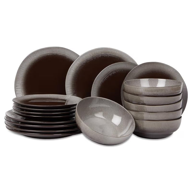18-delig | 6-persoons Handgemaakt servies - Earth Black