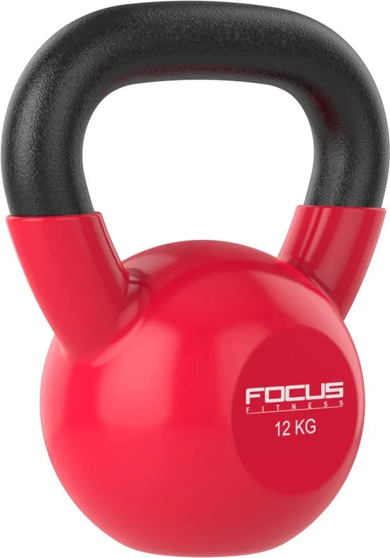 Focus Fitness - Kettlebell - 12 kg - Vinyl - Rood