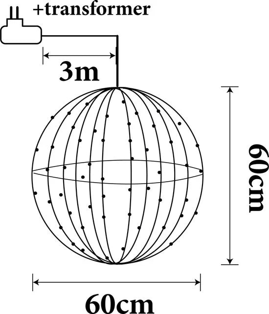 Lichtbol LED - Lichtbal Ø 60 cm - Kerstdecoratie - Kerstverlichting Buiten en Binnen - Kerst Licht Slinger - LED licht