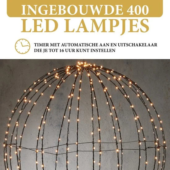 Lichtbol LED - Lichtbal Ø 60 cm - Kerstdecoratie - Kerstverlichting Buiten en Binnen - Kerst Licht Slinger - LED licht