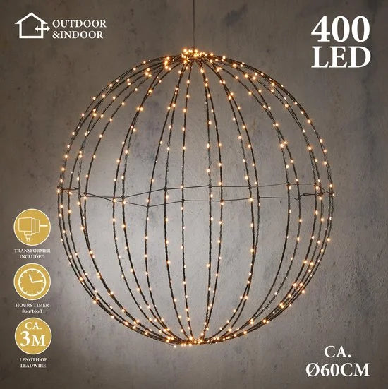 Lichtbol LED - Lichtbal Ø 60 cm - Kerstdecoratie - Kerstverlichting Buiten en Binnen - Kerst Licht Slinger - LED licht