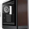 M1 PC behuizing - hout walnoot front, vooraf geïnstalleerde 4 PWM ARGB-ventilator, ATX Mid-Tower gaming pc-behuizing, met type C, zwart (zwart, M1)