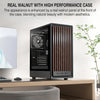M1 PC behuizing - hout walnoot front, vooraf geïnstalleerde 4 PWM ARGB-ventilator, ATX Mid-Tower gaming pc-behuizing, met type C, zwart (zwart, M1)