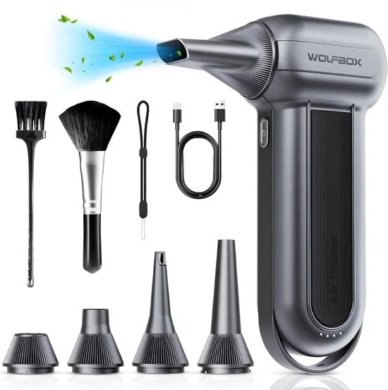Wolfbox MF100 Air Duster Draadloos - Oplaadbaar 6000mAh - 150.000 RPM - Perslucht - Compressed Air - Stofreiniger - Luchtblazer - Perslucht - Turbo Fan