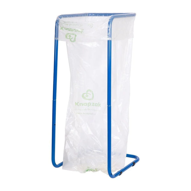 Afvalzakhouder 400 liter, blauw gecoat - Knapzakhouder + wielen kws100-kz