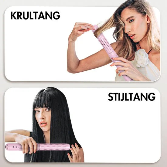 Sansbeauté® 2 in 1 Airflow Stijltang - Krultang - Stijltangen - Hair Straightener - Snel Opgewarmd - 140℃ t/m 220℃ - Stijlen & Krullen - ION technologie