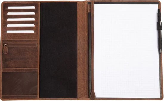 Pride and Soul schrijfmap - WINSTON - leer - bruin - A4 - JU-30122