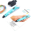 P1 3D Printing Pen with Display - Includes 3D Pen  3 Starter Colors of PLA Filament  Stencil Book + Project Guide  and Charger
