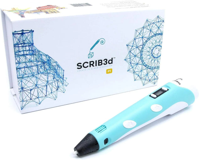 P1 3D Printing Pen with Display - Includes 3D Pen  3 Starter Colors of PLA Filament  Stencil Book + Project Guide  and Charger