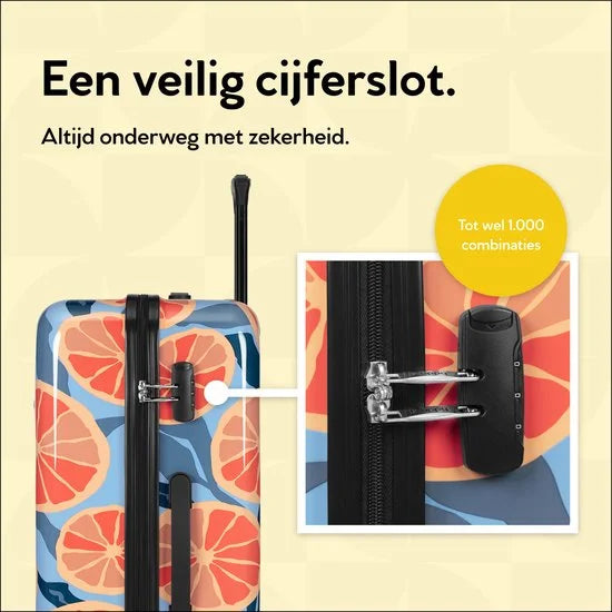 BHPPY Reiskoffer groot 76x49x29cm - Lichtgewicht koffer met 95L inhoud - Reiskoffer met 4 wielen - Veilig cijferslot - Grapefruit