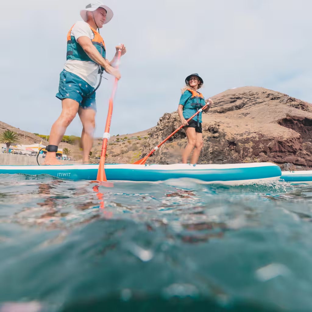 Ultra-compact and stable 10-foot (max. 130-kg) SUP white and blue
