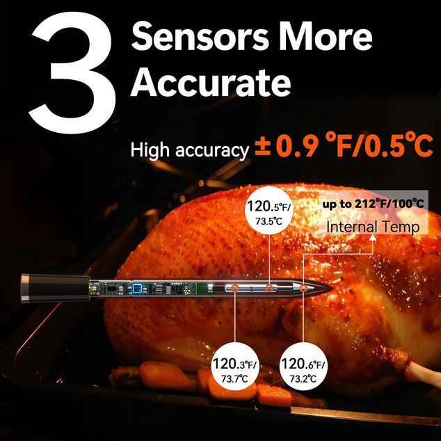 Vleesthermometer, draadloze barbecuethermometer, bluetooth met app, IP67 waterdicht